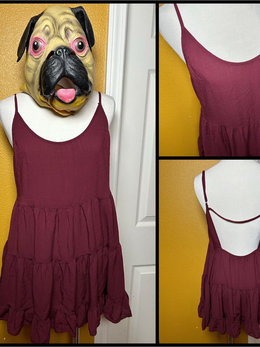 It Girl, BRANDY MELVILLE, burgundy baby doll dress!!